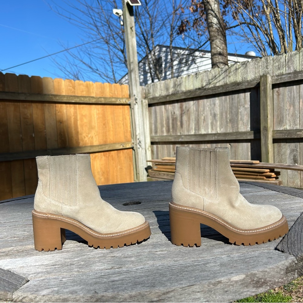 Jeffrey Campbell Tuckee Lug Sole‎ Ankle Boot in Natural Sand Suede Size 5